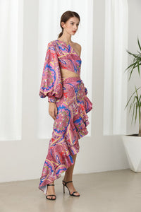 Maroon magic asymmetric midaxi dress