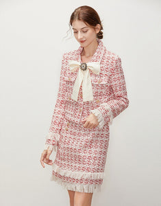 Red and white speckled tweed set *SAMPLE SALE*