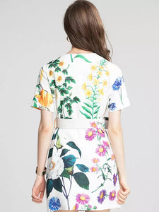 *NEW Peaceful plants zip through mini dress with belt
