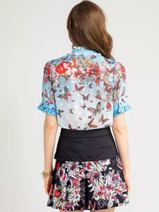 Swarm of butterflies blouse and skirt set