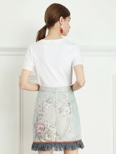 Load image into Gallery viewer, Floral Frame mini skirt with frill hem