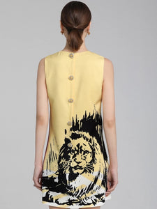 Lively Lion colour block sleeveless dress