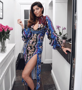 Blue Mosaic Key Hole Dress