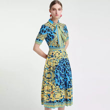 Load image into Gallery viewer, Animal Print with yellow leaves midi dress sample sale