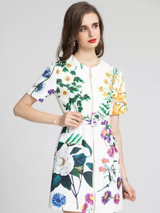 *NEW Peaceful plants zip through mini dress with belt
