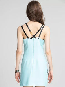 Bejewelled fan mini dress with straps