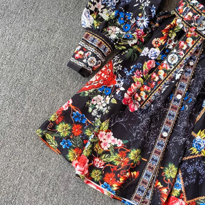 Evening blooms mini dress with belt