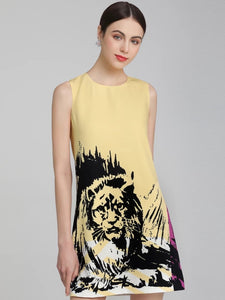 Lively Lion colour block sleeveless dress