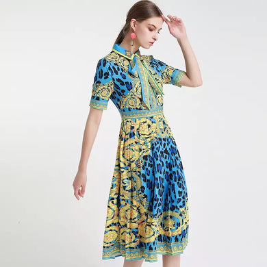 Animal Print with yellow leaves midi dress sample sale
