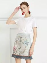 Load image into Gallery viewer, Floral Frame mini skirt with frill hem