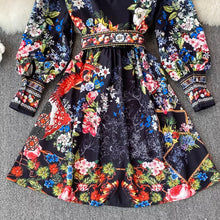 Load image into Gallery viewer, Evening blooms mini dress with belt