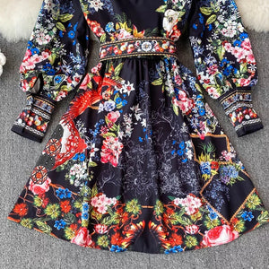 Evening blooms mini dress with belt