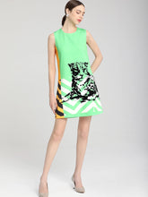 Load image into Gallery viewer, Lovely leopard colour block sleeveless dress