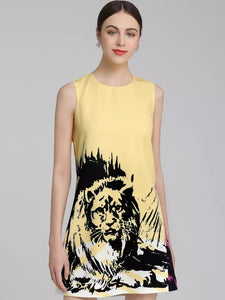 Lively Lion colour block sleeveless dress