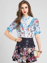Load image into Gallery viewer, Swarm of butterflies blouse and skirt set