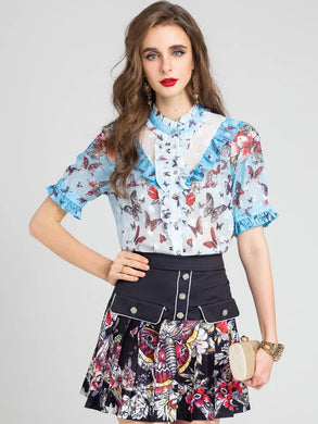 Swarm of butterflies blouse and skirt set