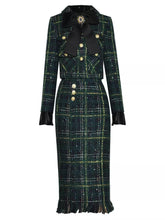 Load image into Gallery viewer, Green and navy tweed set