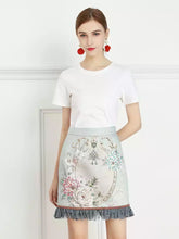 Load image into Gallery viewer, Floral Frame mini skirt with frill hem