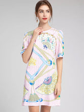 Load image into Gallery viewer, Fan and tassel short sleeve dress