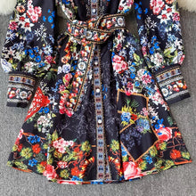 Load image into Gallery viewer, Evening blooms mini dress with belt