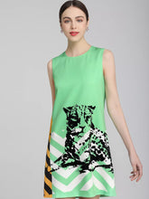 Load image into Gallery viewer, Lovely leopard colour block sleeveless dress