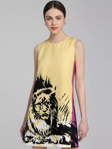 Lively Lion colour block sleeveless dress