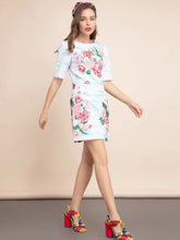 Load image into Gallery viewer, Floating roses short sleeved mini dress