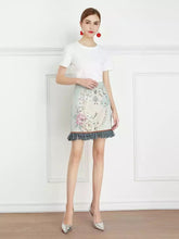 Load image into Gallery viewer, Floral Frame mini skirt with frill hem