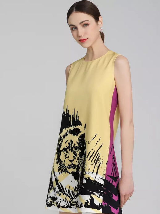 Lively Lion colour block sleeveless dress