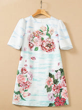 Load image into Gallery viewer, Floating roses short sleeved mini dress