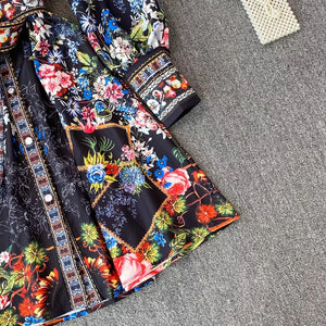 Evening blooms mini dress with belt