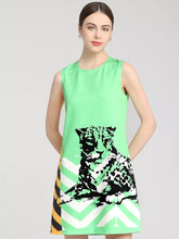 Load image into Gallery viewer, Lovely leopard colour block sleeveless dress
