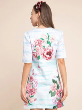 Load image into Gallery viewer, Floating roses short sleeved mini dress