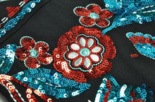 Load image into Gallery viewer, Black Sequin Embroidery Vintage Black Pencil Dress