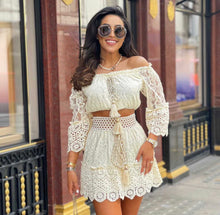 Load image into Gallery viewer, Good as gold bardot top and skirt *WAS £85*