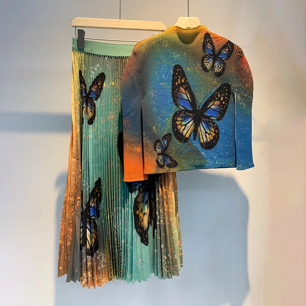 Butterfly Top & Midi Skirt - comes in 6 colours