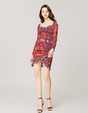 Load image into Gallery viewer, Pink Folk print sweetheart neck minidress