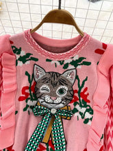 Load image into Gallery viewer, Cat Wink Knitted Embellished Jumper - comes in two colours