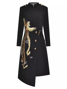 Gold Phoenix Blazer Dress comes in long sleeve