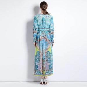 Geometric Print V-Neck Maxi Dress - comes in two colours
