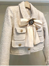 Load image into Gallery viewer, The Cream tweed two piece with bow and brooch