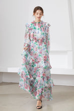 Load image into Gallery viewer, Muted Flower meadow tiered maxi dress
