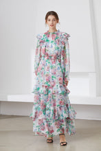 Load image into Gallery viewer, Muted Flower meadow tiered maxi dress