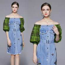 Load image into Gallery viewer, Jean &amp; Tartan Dress