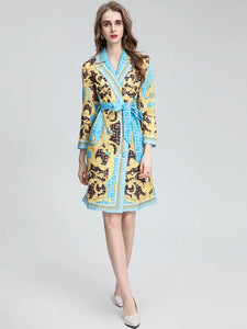 Venetian Vintage Printed Belted Coat