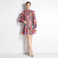 Load image into Gallery viewer, Soul Mate Lantern Sleeve Mini Shirt Dress