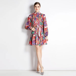 Soul Mate Lantern Sleeve Mini Shirt Dress