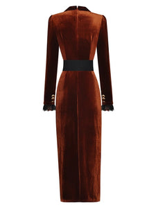 Velvet Aline Dress with Belt - Comes in two colours