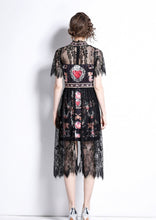 Load image into Gallery viewer, All heart with black lace midi dress