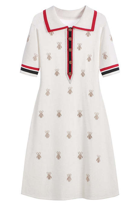 White knitted bee dress sample sale